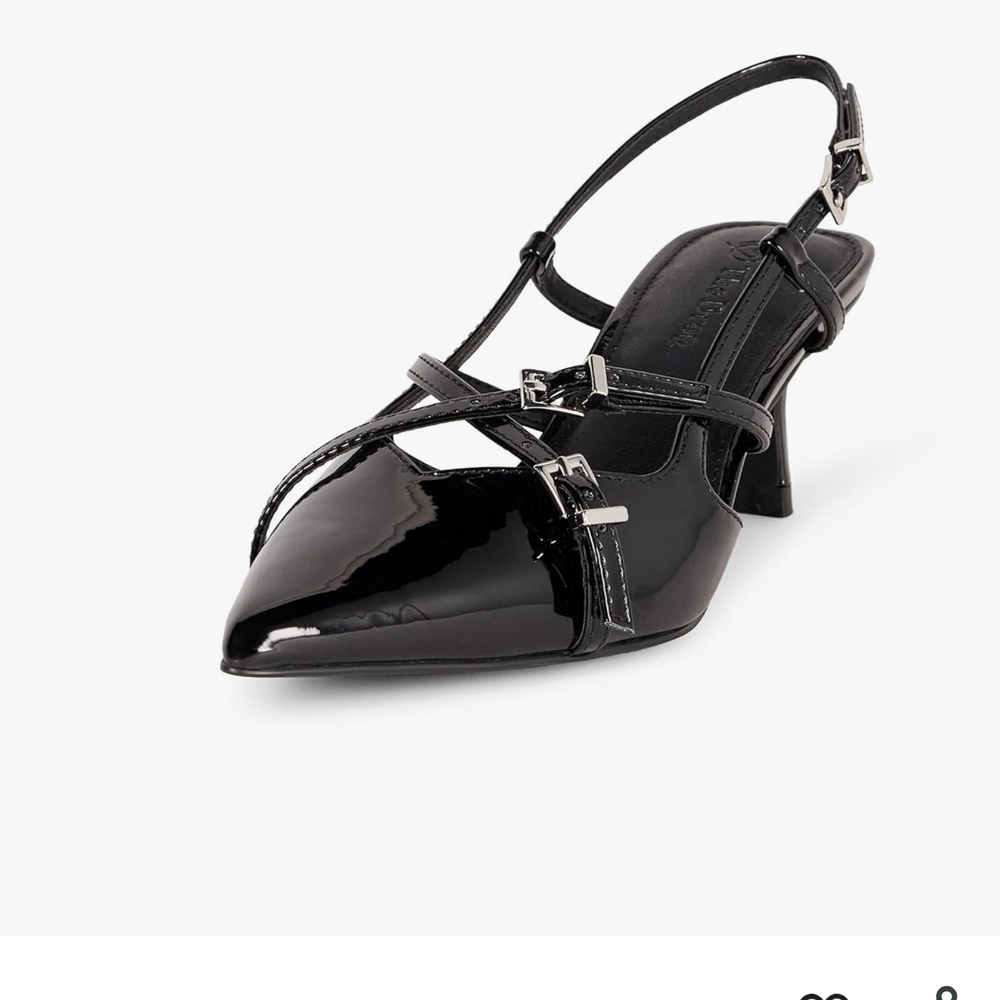 Glossy Black Stiletto Heels with Slingback